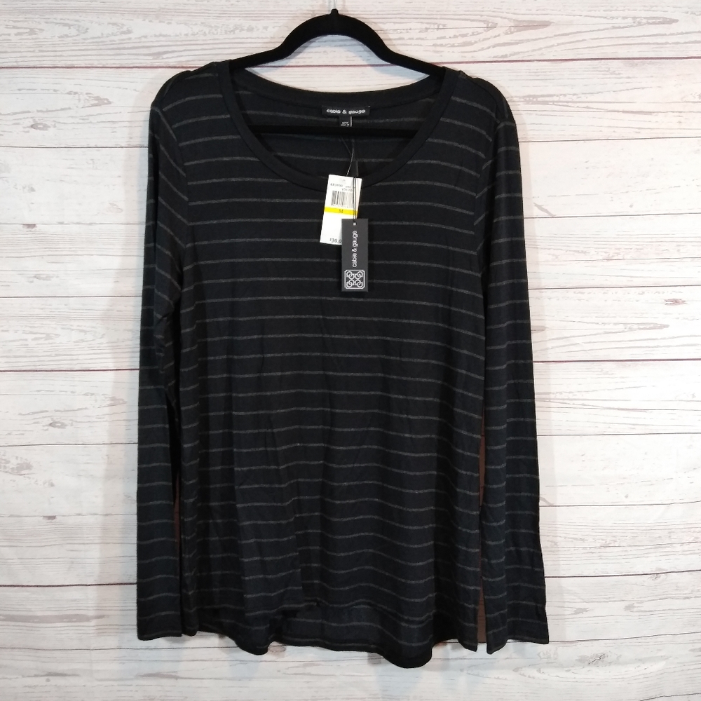 Cable & Gage striped long sleeve M top